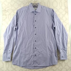 ETON Contemporary Dress Shirt Mens L Blue Gingham Check Long Sleeve Button